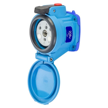 Meltric Pin & Sleeve Receptacle, 30 A, 208V AC, 2 Pole, Screw Terminals Wire Connection Type Blue, NEMA 4X 63-34162-972